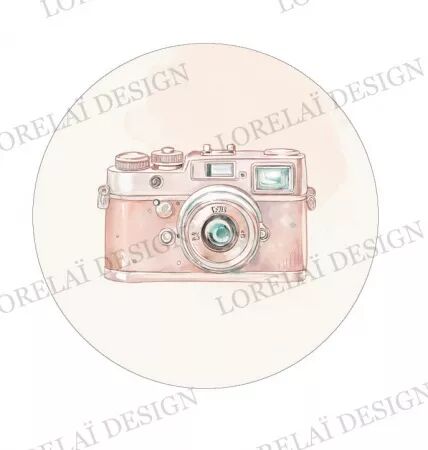 Badge - Carnet d\'évasion - Appareil photo Corail - Lorelaï Design