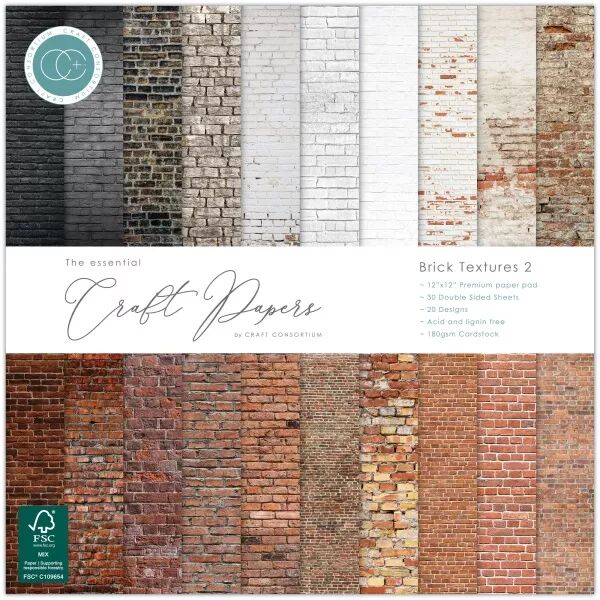 Bloc de papiers - 12 x 12 - Brick Textures 2 - Craft Consortium