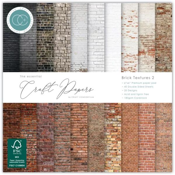 Bloc de papiers - 6 x 6 - Brick Textures 2 - Craft Consortium