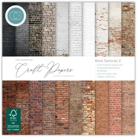 Bloc de papiers - 6 x 6 - Brick Textures 2 - Craft Consortium