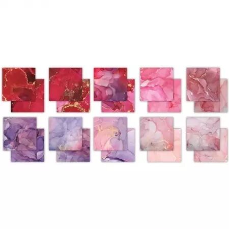 Bloc de papiers 12\  x 12\  - Ink Drops - Rose