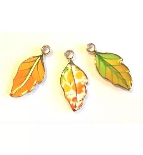 Breloques �maill�es - 3 feuilles couleurs d\'automne