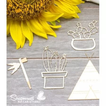 Chipboard - Attrape-rêves et cactus