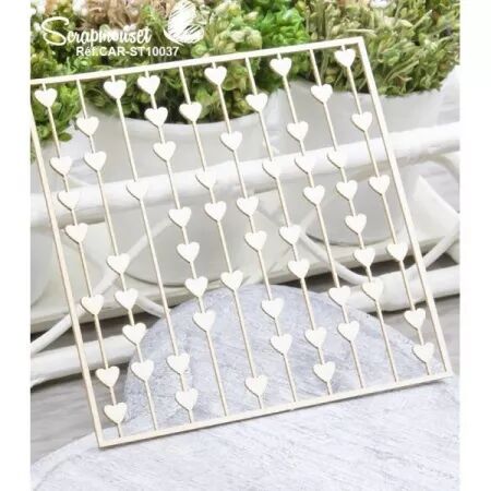 Chipboard - Fond Lignées de coeurs