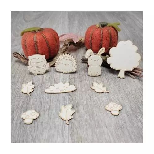 Chipboards - Animaux d\'automne - h�risson, chouette