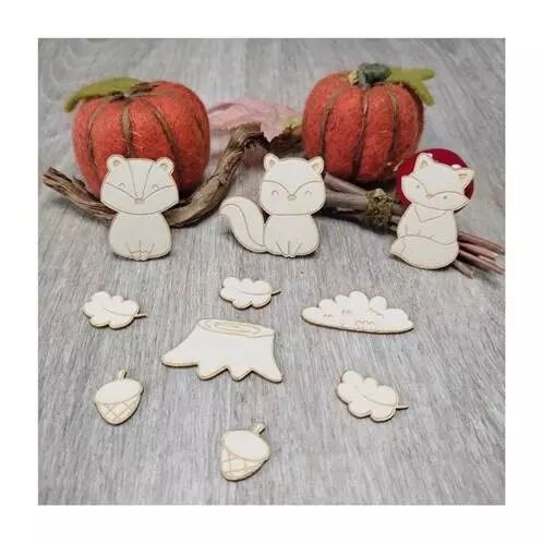Chipboards - Animaux d\'automne - renard, �cureuil