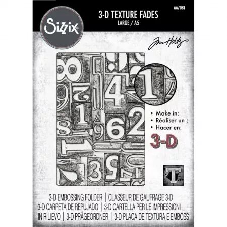 Classeur de gaufrage 3D - A5 - Numbered large / chiffres large - Sizzix