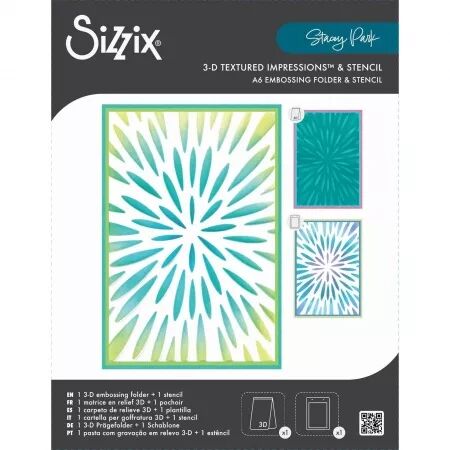 Classeur de gaufrage 3D + Pochoir A6 - Burst of bright / Eclat de lumière - Sizzix