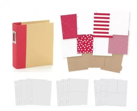 Classeur Snap 6 x 8 \'\' - Kraft et rouge