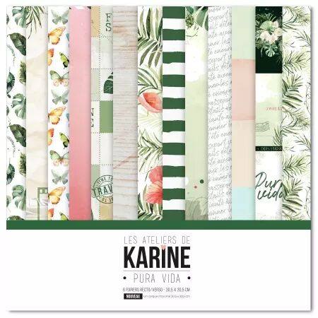 Collection 6 papiers imprim&eacute;s + 1 calque - Pura Vida - Ateliers de Karine