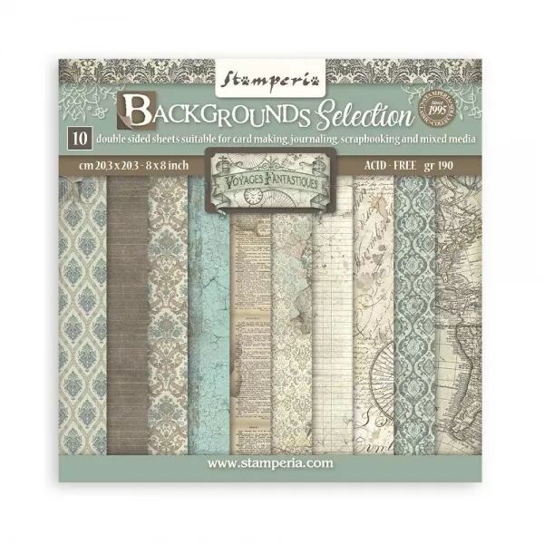 Collection papier - 20x20 cm - Voyages fantastiques - Backgrounds - Stamperia