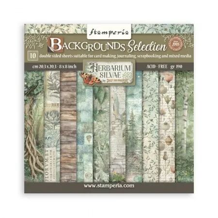 Collection papier Backgrounds - Herbarium Silvae - 20x20 - Stamperia