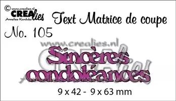 Crealies Text - Sinc�res condol�ances