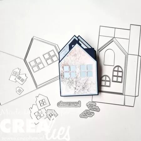 Die - Cardzz - carte double Maison avec fenêtres - Crealies