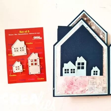 Die - Cardzz - carte double Maison avec fenêtres - Crealies