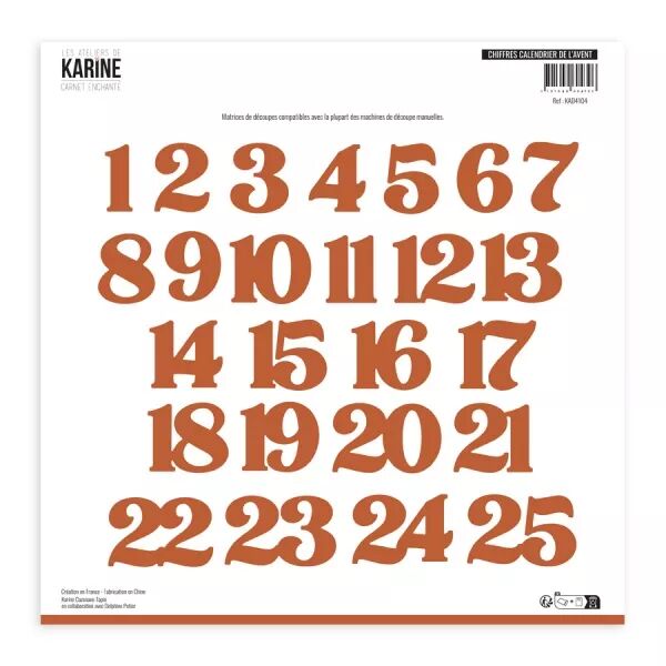 Die - Carnet Enchant� - Chiffres calendrier de l\'avent - Les Ateliers de Karine
