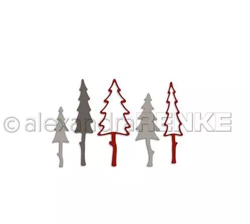 Die - Christmas - 5 Pine trees set little