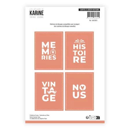 Die - Vintage Journal - Cartes à créer Histoire  - Les Ateliers de Karine