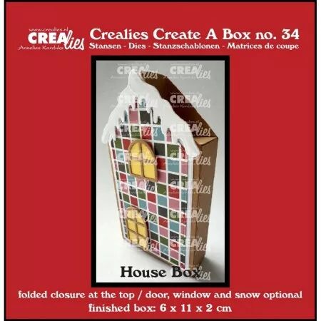 Die Create A Box 34 - Maison plate avec porte, fenêtre et neige - Crealies