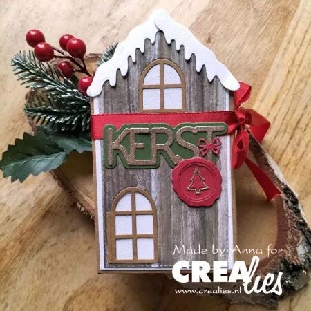 Die Create A Box 34 - Maison plate avec porte, fenêtre et neige - Crealies