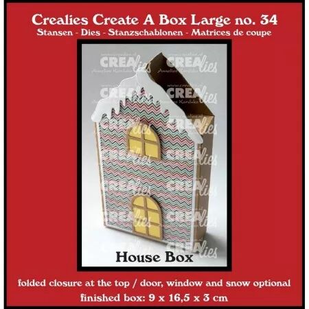 Die Create A Box Large 34 - Maison plate avec porte, fenêtre et neige - Crealies