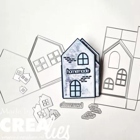 Die Create A Box Large 34 - Maison plate avec porte, fenêtre et neige - Crealies