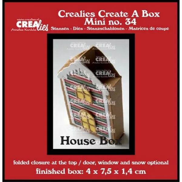 Die Create A Box Mini 34 - Maisonnette plate avec porte, fen�tre et neige - Crealies