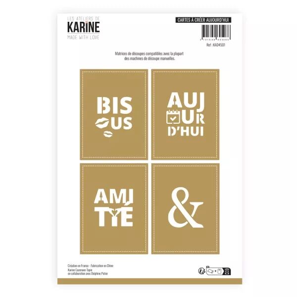 Dies Cartes � cr�er Aujourd\'hui - Made with Love - collection Made with love - Les ateliers de Karine