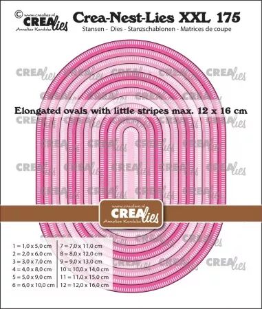 Dies Crea-Nest-Lies-XXL175 - Ovales allongés avec petits traits - CrealiesElOvals with wonky lines