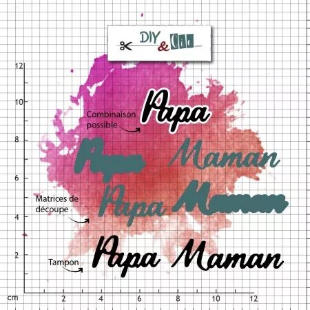 Duo die-tampon clear : Papa, Maman - DIY and Cie