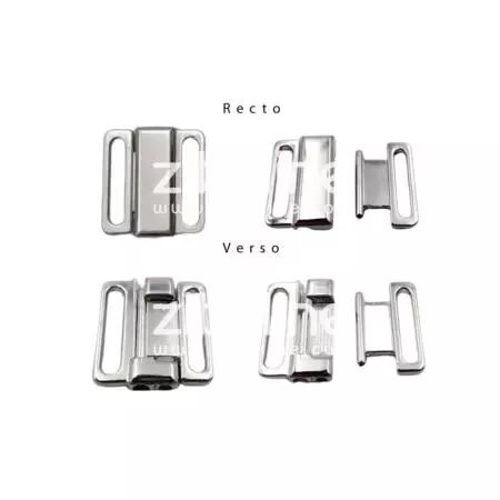 Fermoir ruban 10 mm - Clip métal Argent