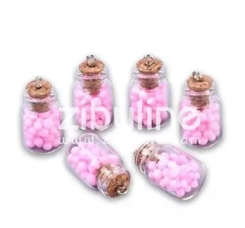 Fiole en verre - Billes roses