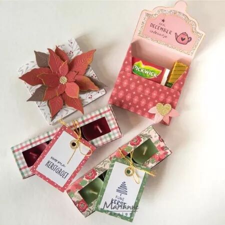 Gabarit - Boite pour 3 bougies chauffe-plat - Marianne Design
