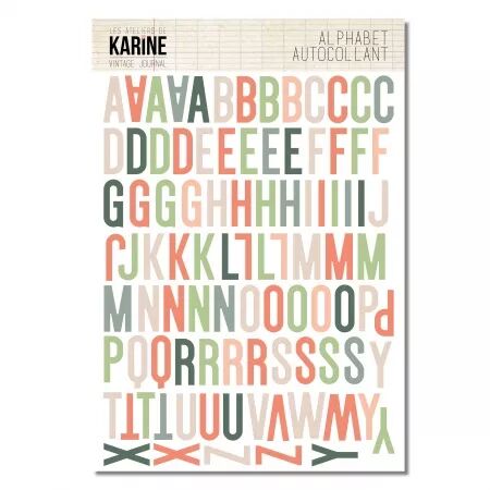 Lettres autocollants - Vintage Journal - vert, beige, corail  - Les Ateliers de Karine
