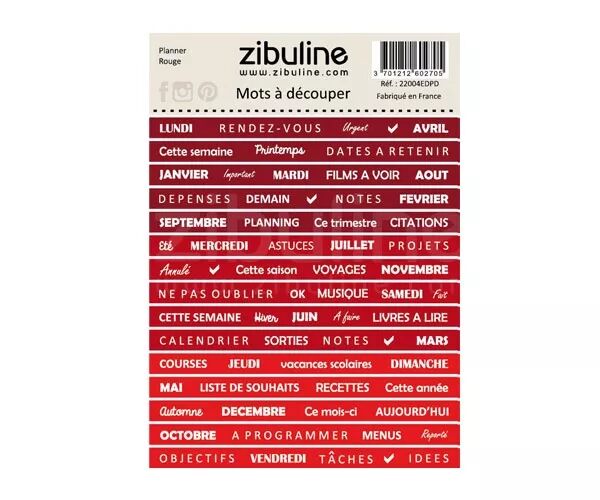 Mots � d�couper - Planner - Rouge