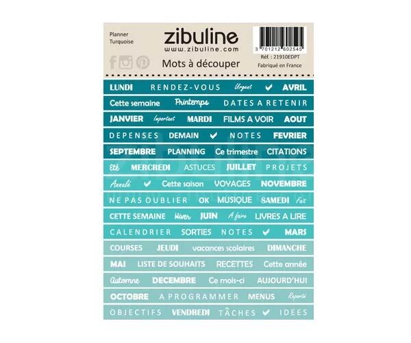 Mots � d�couper - Planner - Turquoise