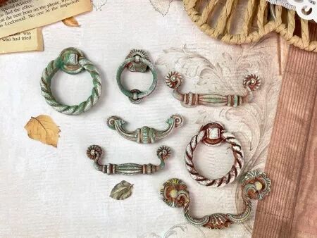 Moule silicone A5 - Golden Harmony - Serrures & poign&eacute;es - Stamperia