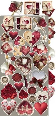 Pad Paper Elements 15x30 - Die-cuts - In Love - Craft O\' Clock