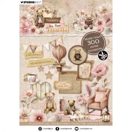 Pad Paper Elements A5 - Die-cuts - Teddy\'s tea time - Studio Light