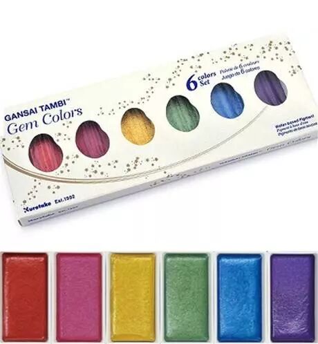 Palette aquarelle - Gansai Tambi - 6 couleurs Set Gem colors