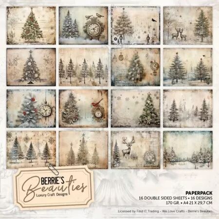 Paper pack A4 - Sapins de Noël vintage
