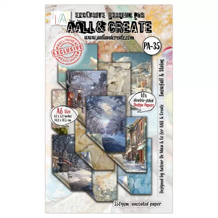 Paper Pad - A6 - #35 - Snowfall & Stains - AALL & Create