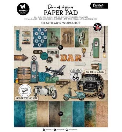 Paper Pad A4 Die-cut designer - Gearhead\'s Workshop - Studio Light