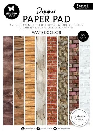 Paper pad A5 - Essentials - Watercolor- Effet aqurarelle - Studio Light
