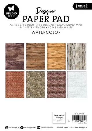 Paper pad A5 - Essentials - Watercolor- Effet aqurarelle - Studio Light