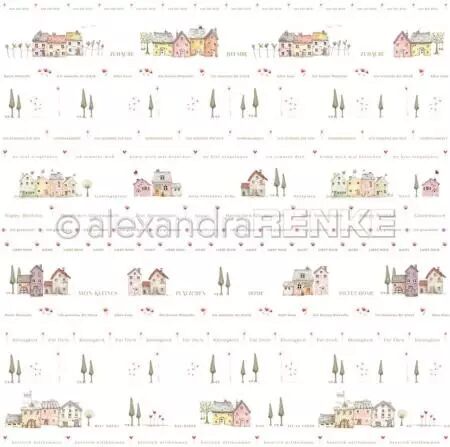 Papier - Belles rang�es de maisons fleuries