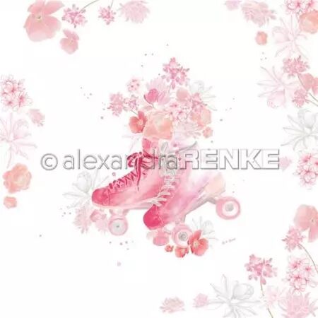 Papier - Bloomy Sweet - Floral roller skates on white