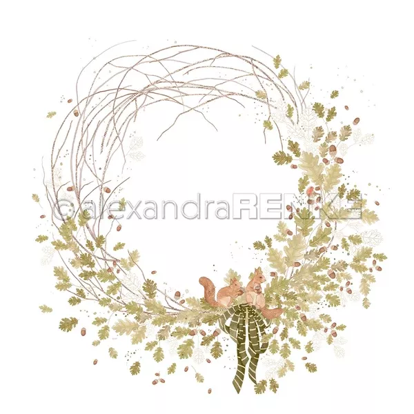 Papier - Couronne de ch�ne avec �cureuil
