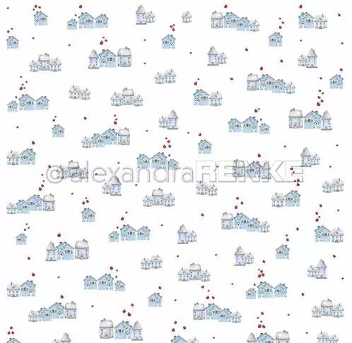 Papier - D�licates rang�es de maisons bleues