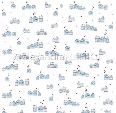 Papier - Délicates rangées de maisons bleues